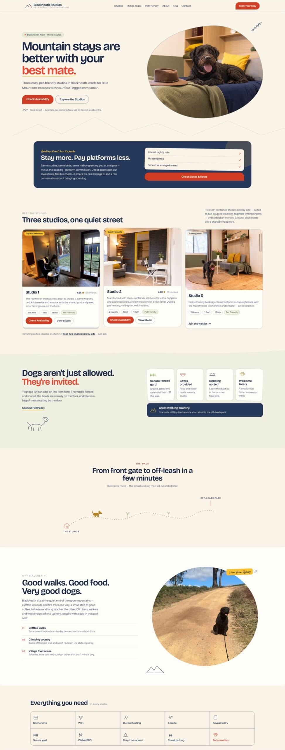 Holiday studio rentals website designed by Sites Partner