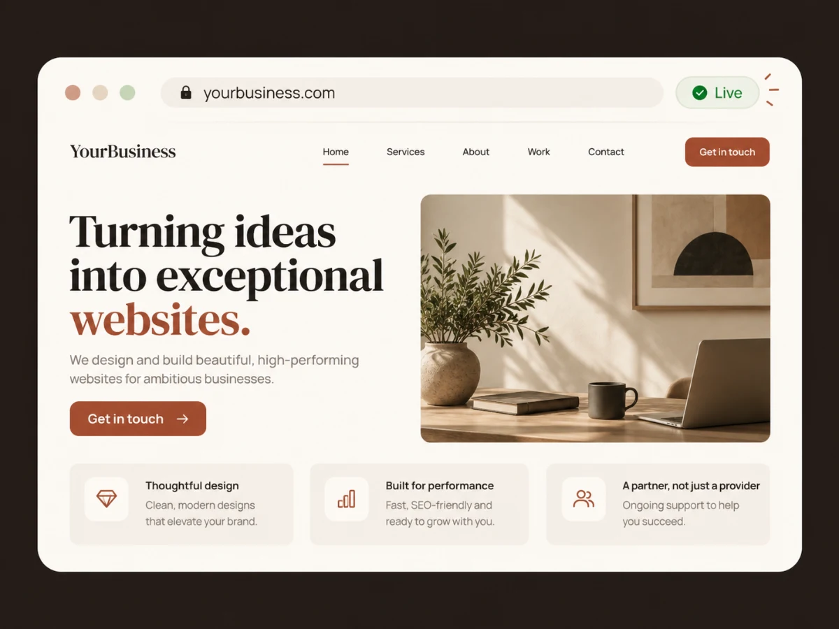 Finished website live at its own domain